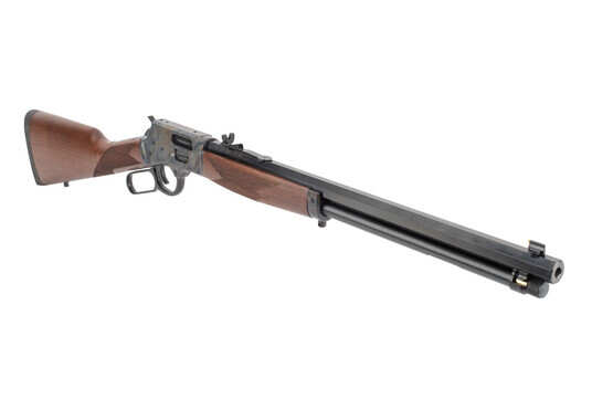 Henry 357 mag lever action rifle features a color case hardened steel frame